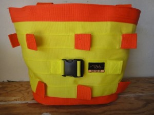 Yellow bag with orange tabs